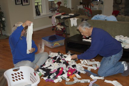 Matching socks for a family of five Matching socks for a family of five