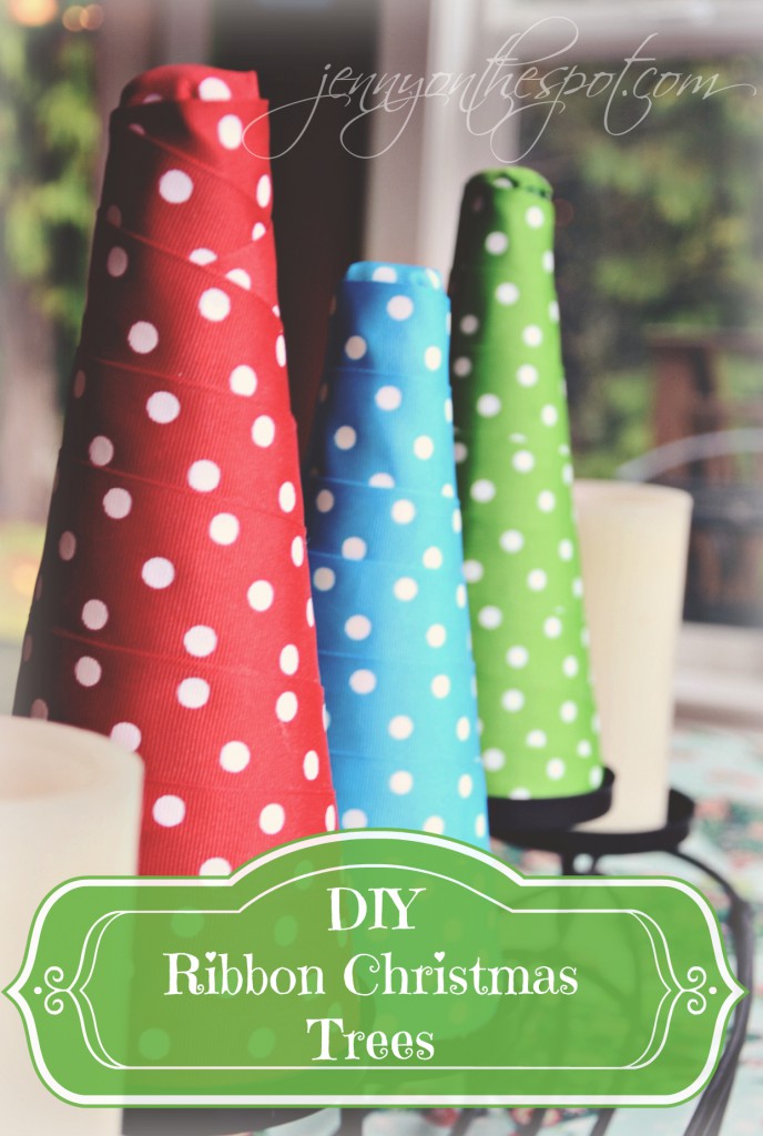 DIY Ribbon Christmas Trees via @jennyonthespot DIY Ribbon Christmas Trees via @jennyonthespot