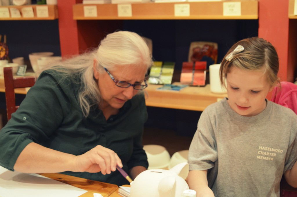 painting pottery with grandma