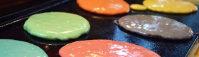 cooking rainbow pancakes