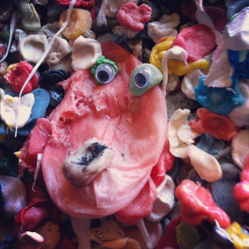 Googly eyes on the Gum Wall in Seattle