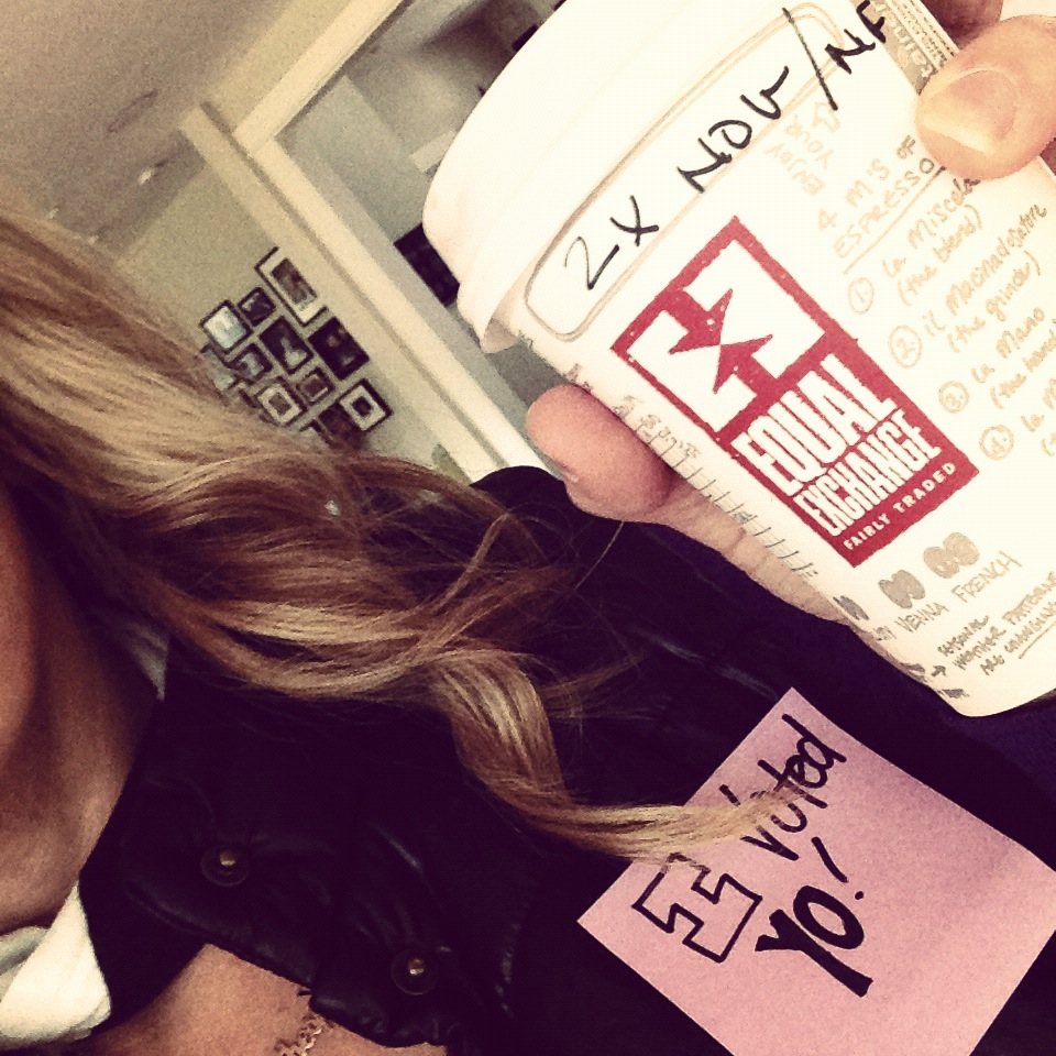 I voted and had an egg nog latte... @jennyonthespot