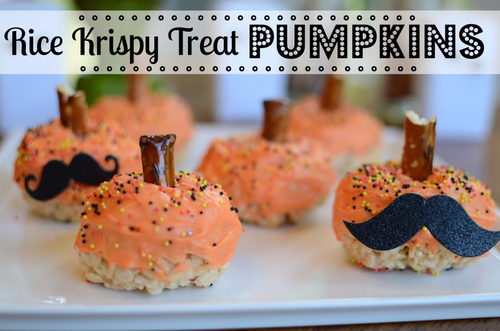 Halloween Treats: Rice Krispy Treat Pumpkins by @jennyonthespot