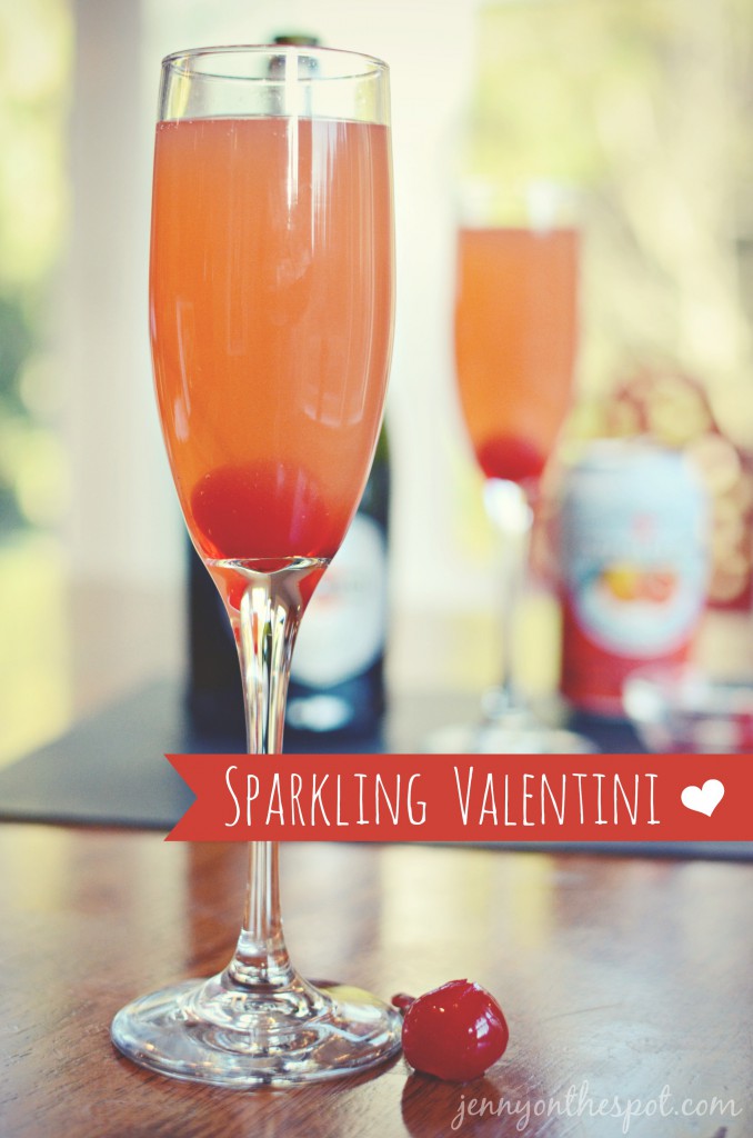 Make a delicious Valentine cocktail featuring champagne and blood-orange San Pelegrino! www.jennyonthespot.comespot