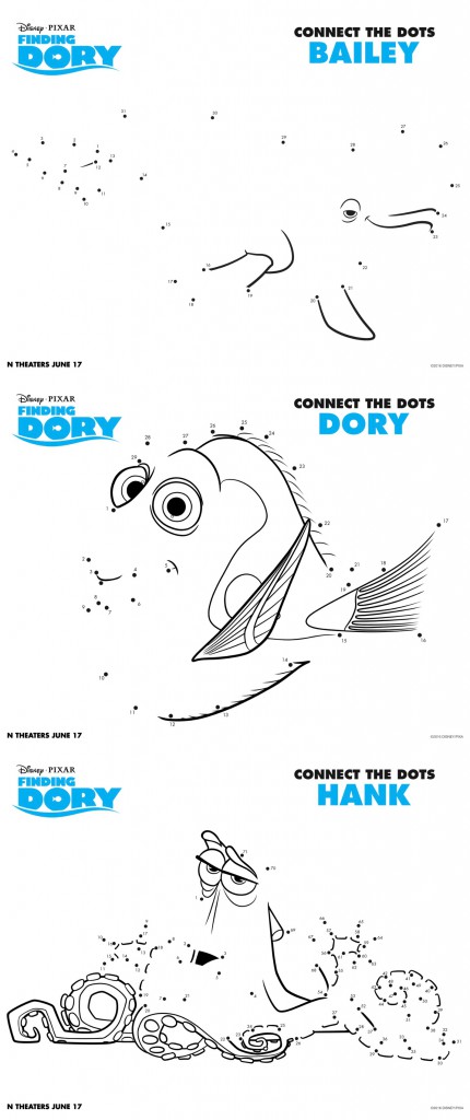 Finding Dory Printables - Connect-the-Dots via @jennyonthespot
